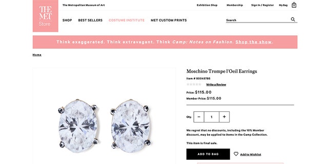 A pair of $115 clip-on earrings made to look like huge jewels are actually fabricated out of cardboard.