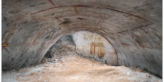 A hidden vault — filled with dirt and adorned with vivid paintings such as a centaur, a sphinx and an attacking panther — has been discovered in the ruins of Emperor Nero's ancient Roman palace.