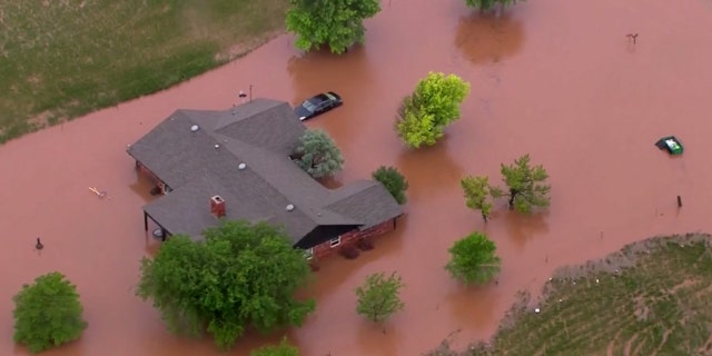 Flooding could be seen west of Oklahoma City after a storm system brought severe weather and heavy rains Monday night into Tuesday.
