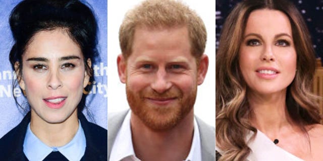 Sarah Silverman (left) said she encouraged gal pal Kate Beckinsale (right) to date Prince Harry (center) before he met Meghan Markle.