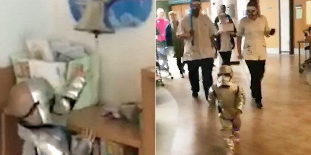Audrina, a 'Star Wars' superfan, donned a Stormtrooper costume to ring the hospital's bell.
