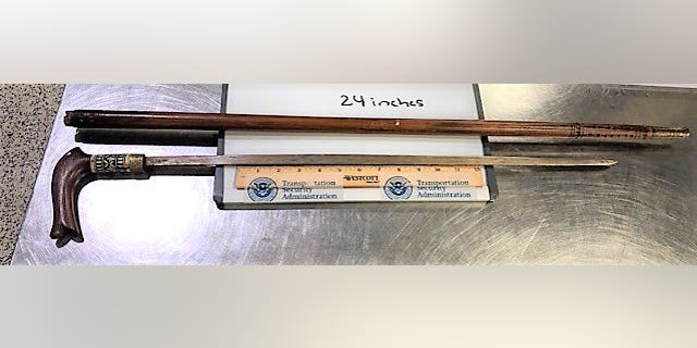 The sword was discovered by a TSA officer at the checkpoint after the cane went through the X-ray monitor.