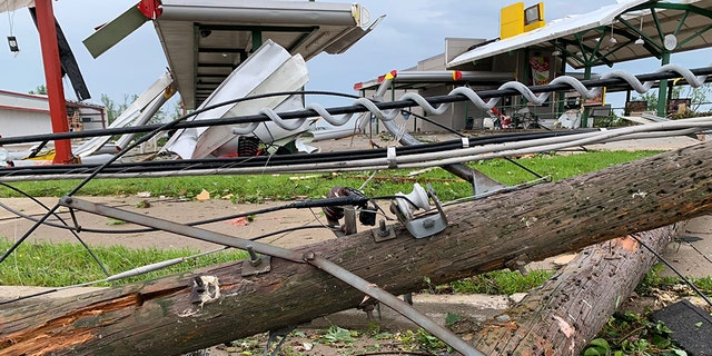 Damage after a tornado struck Jefferson City, Missouri late Wednesday.