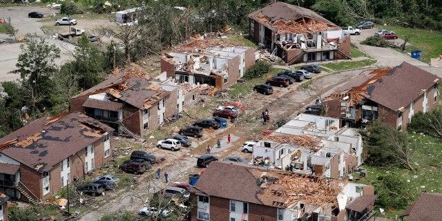 Tornado damage is seen in Jefferson City, Mo. on May 23, 2019.