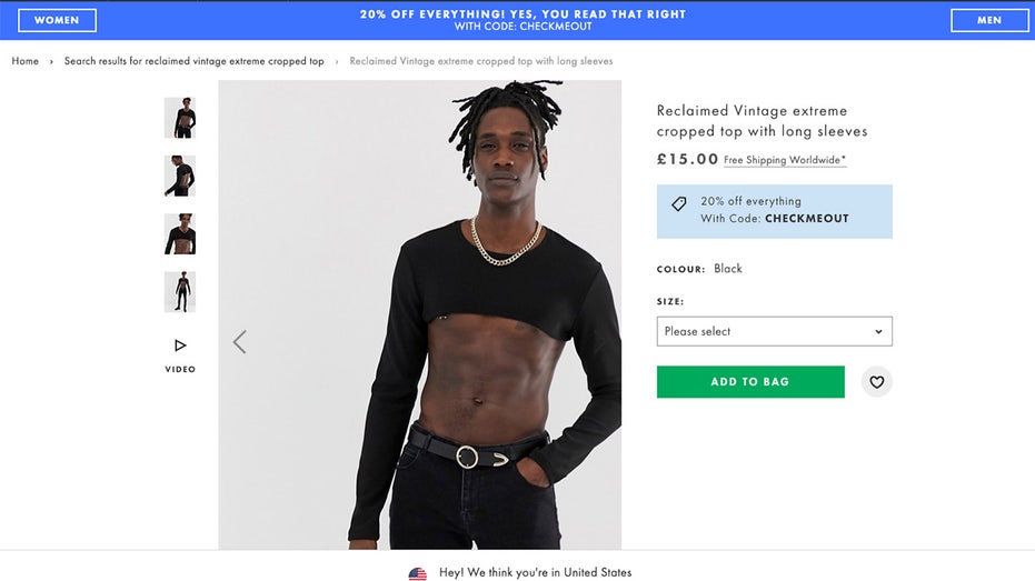 asos crop top for men