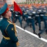 Russian troops march during the Victory Day military parade to celebrate 74 years since the victory in WWII in Red Square in Moscow, May 9, 2019. 