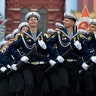 Russian troops march during the Victory Day military parade to celebrate 74 years since the victory in WWII in Red Square in Moscow, Russia, May 9, 2019. 