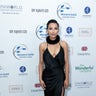 Naya Rivera looks chic in a black slip dress with a thigh-high slit at the annual Women’s Guild Cedars-Sinai Gala in Beverly Hills, Calif. on May 2, 2019. 