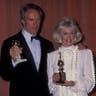 Clint Eastwood and actress Doris Day attend the 1989 Golden Globes in Los Angeles.