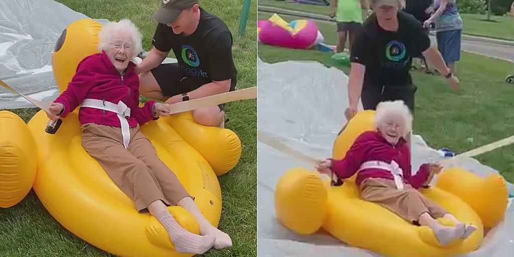 Ohio Woman 94 Goes Down Giant Slip N Slide On Inflatable Duck