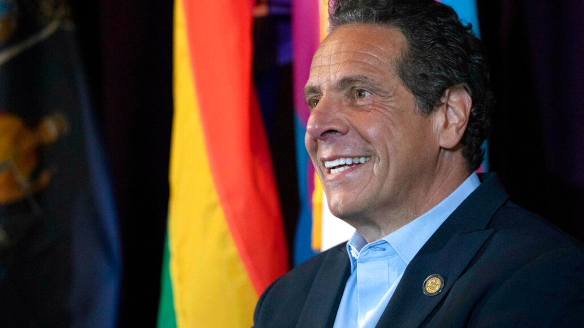 FILE: New York Gov. Andrew Cuomo speaks at the Lesbian, Gay, Bisexual & Transgender Community Center.