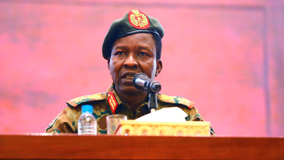 Sudan's ruling Military Council spokesperson Shamseddine Kabbashi holds a press conference at the Presidential Palace in Khartoum, Sudan, Thursday, June 13, 2019. (AP Photo)