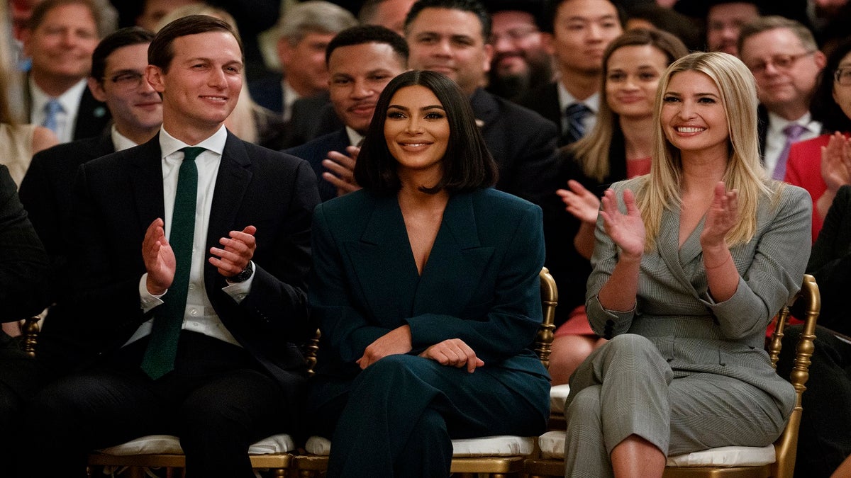 White House senior adviser Jared Kushner, left, and Ivanka Trump applaud as Kim Kardashian West, who is among the celebrities who have advocated for criminal justice reform in Washington.