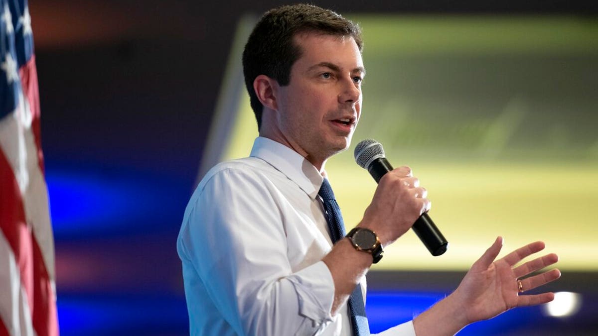 FILE: Democratic presidential candidate Mayor Pete Buttigieg speaks at a grassroots event on Friday, June 14, 2019, in Alexandria, Va.