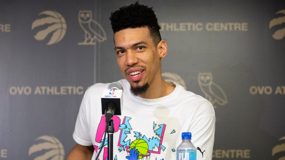 Toronto Raptors' Danny Green takes questions from the media during an NBA basketball news conference following their NBA Championship win, in Toronto, Sunday, June 16, 2019.