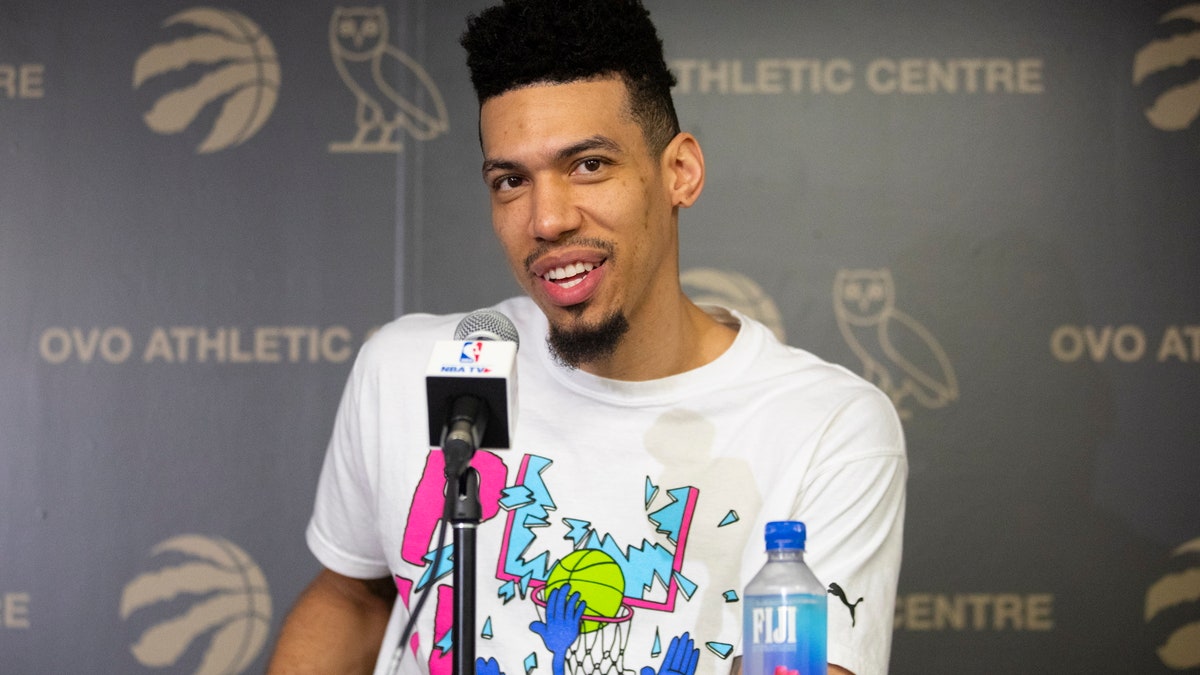 Toronto Raptors' Danny Green takes questions from the media during an NBA basketball news conference following their NBA Championship win, in Toronto, Sunday, June 16, 2019.