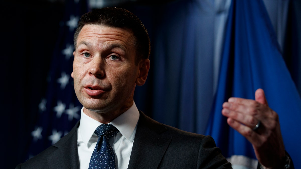 Department of Homeland Security (DHS) acting Secretary Kevin McAleenan speaks during a news conference in Washington, Friday, June 28, 2019. (AP Photo/Carolyn Kaster)