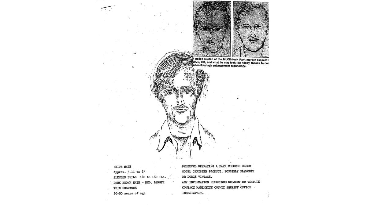 This 1976 police sketch is the initial drawing of a suspect shortly after the 1976 murders of David Schuldes and Ellen Matheys. (Marinette County Sheriff via AP)