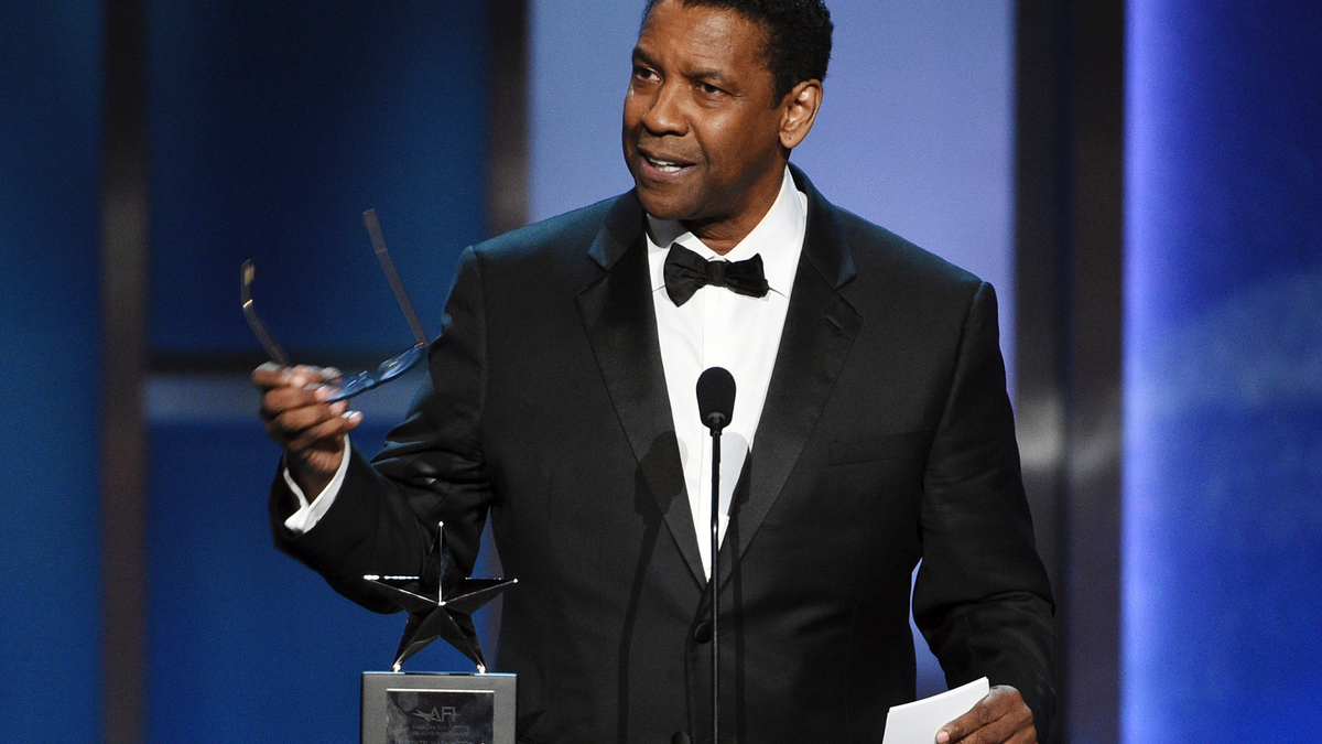 Denzel Washington addresses the audience during the 47th AFI Life Achievement Award ceremony honoring him.