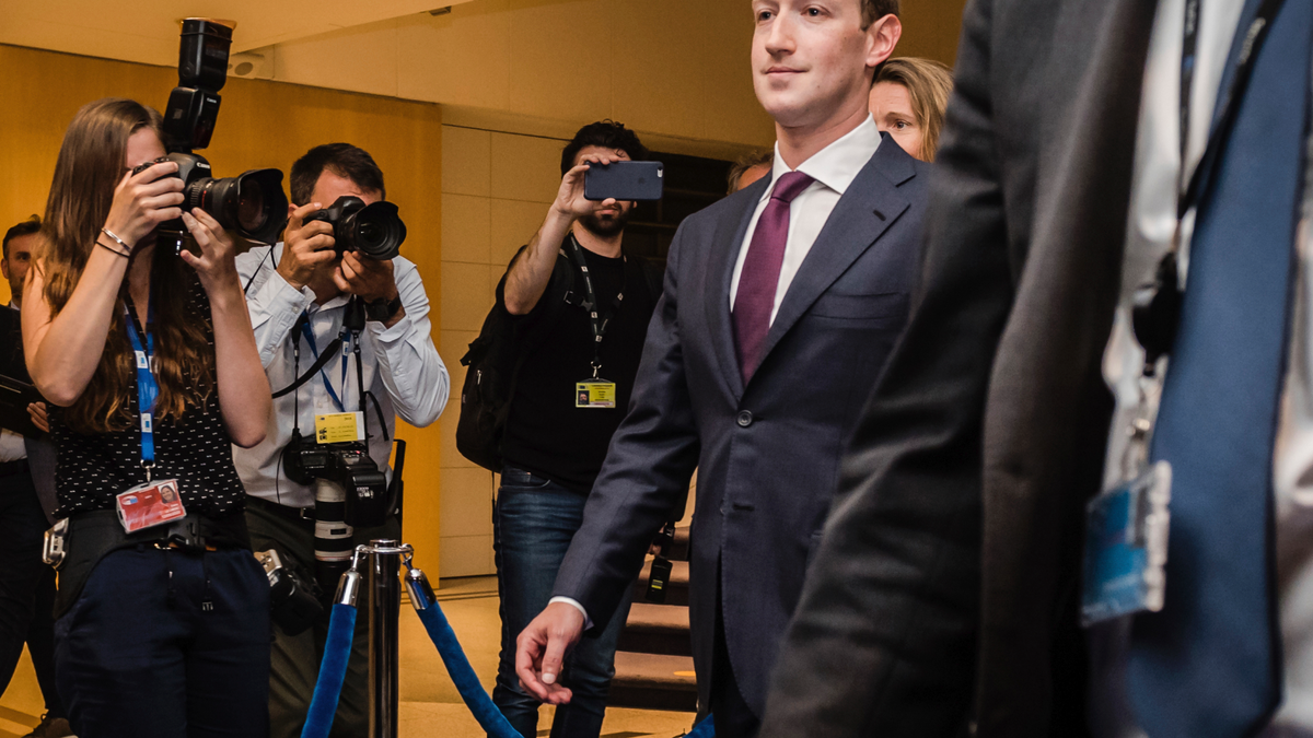 Facebook CEO Mark Zuckerberg is seen above in this file photo after leaving the European parliament.