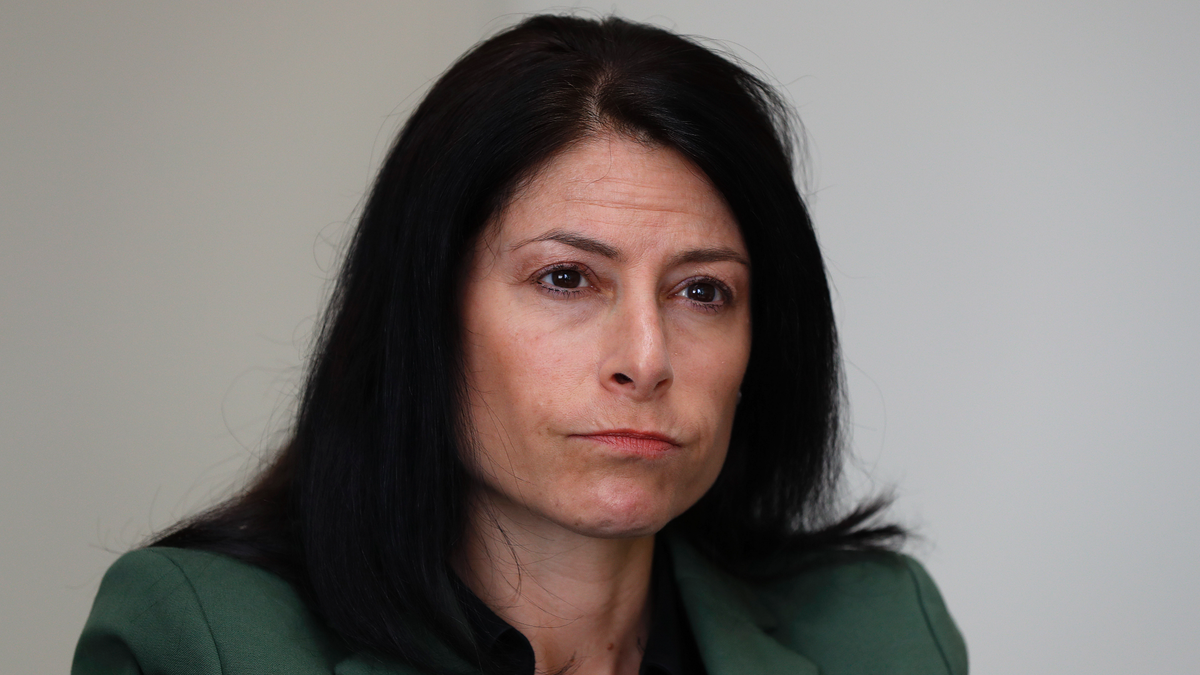 Dana Nessel, Attorney General of Michigan, listens to a question from reporters in Detroit. (AP Photo/Paul Sancya)
