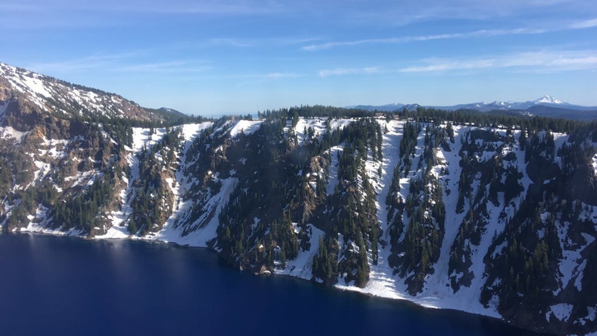 Aerial view of the caldera of Crater Lake National Park. (U.S. Coast Guard photo courtesy of Sector North Bend)