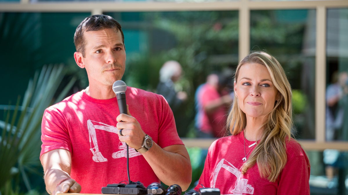 AUSTIN, TEXAS - JUNE 25: Granger Smith and Amber Smith visit Dell Children's Medical Center of Central Texas to present a donation in memory of their son, River Kelly Smith on June 25, 2019 in Austin, Texas.