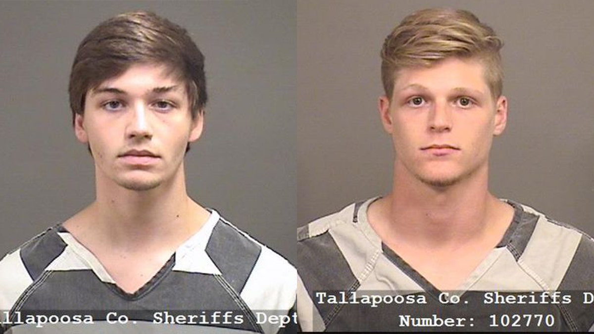 Thomas "Landon" Grant, left, and Jacob Frye, right, were charged with animal cruelty after they allegedly beat a duck with a baseball bat in May, officials said.