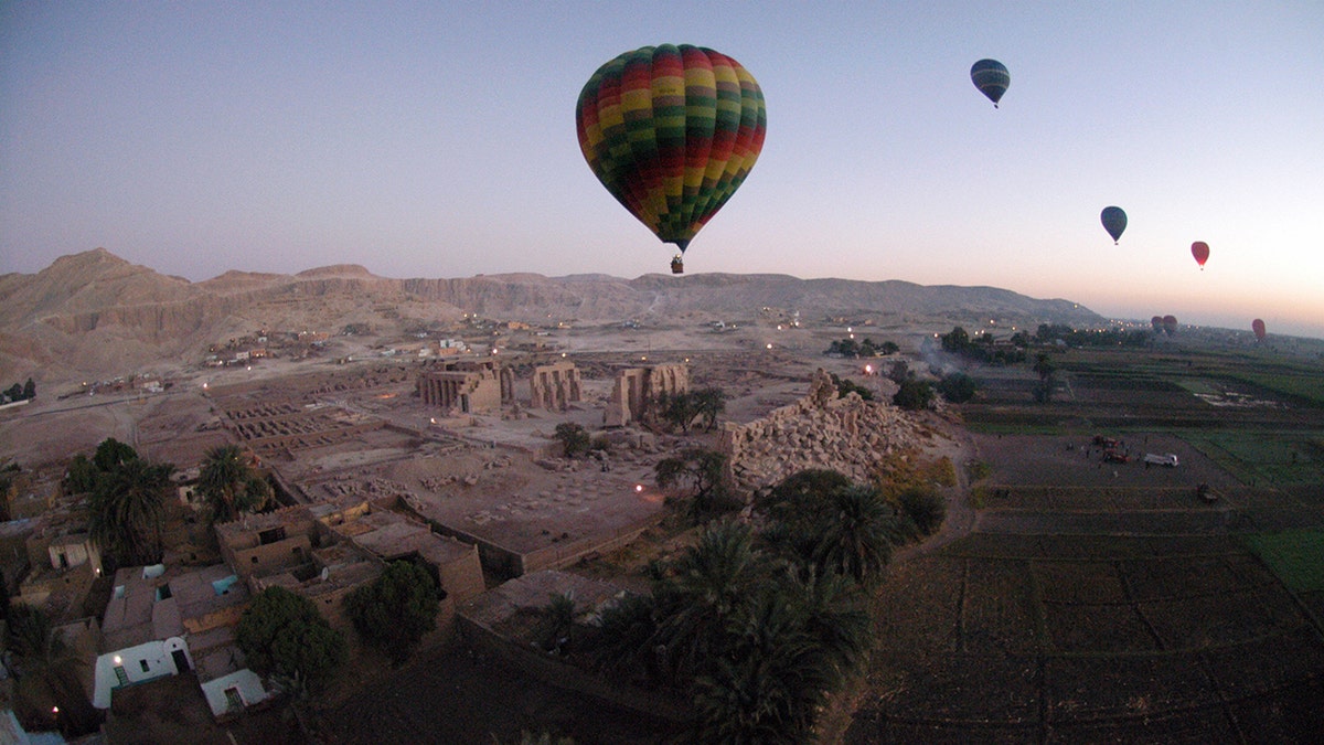 Nearly 360 tourists partake in hot air balloon tours over the city of Luxor and its surrounding area, as seen here in a 2007 photo.