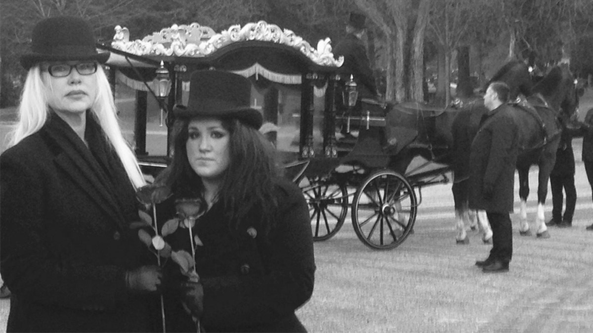 Jean Kasem and her daughter Liberty at Casey Kasem's funeral in Oslo, Norway on Dec. 16, 2014. — Courtesy of Jean Kasem