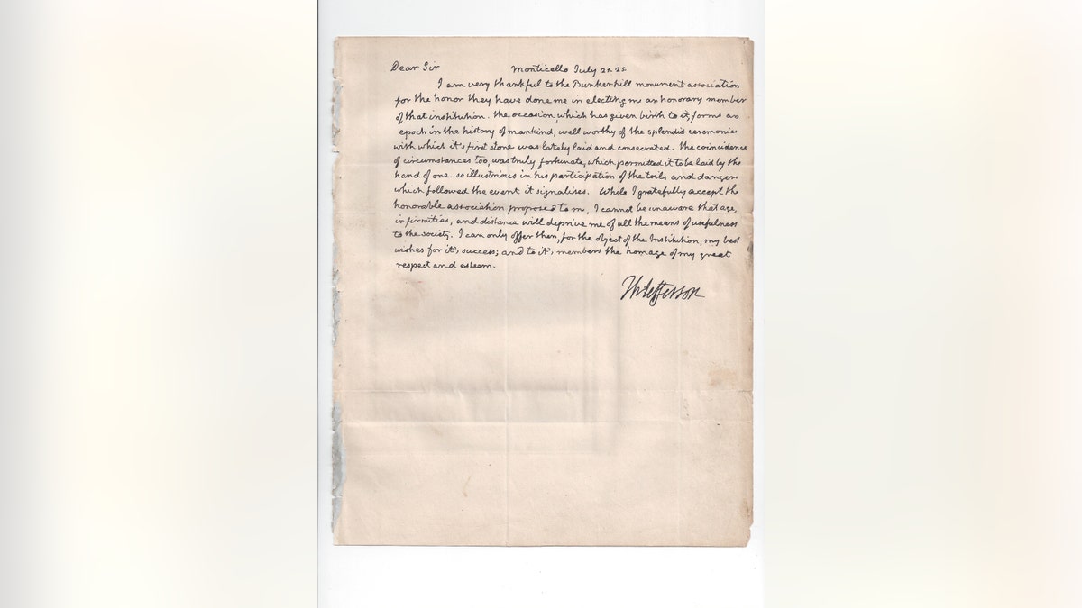 The letter from Thomas Jefferson to Edward Everett. (The Raab Collection)