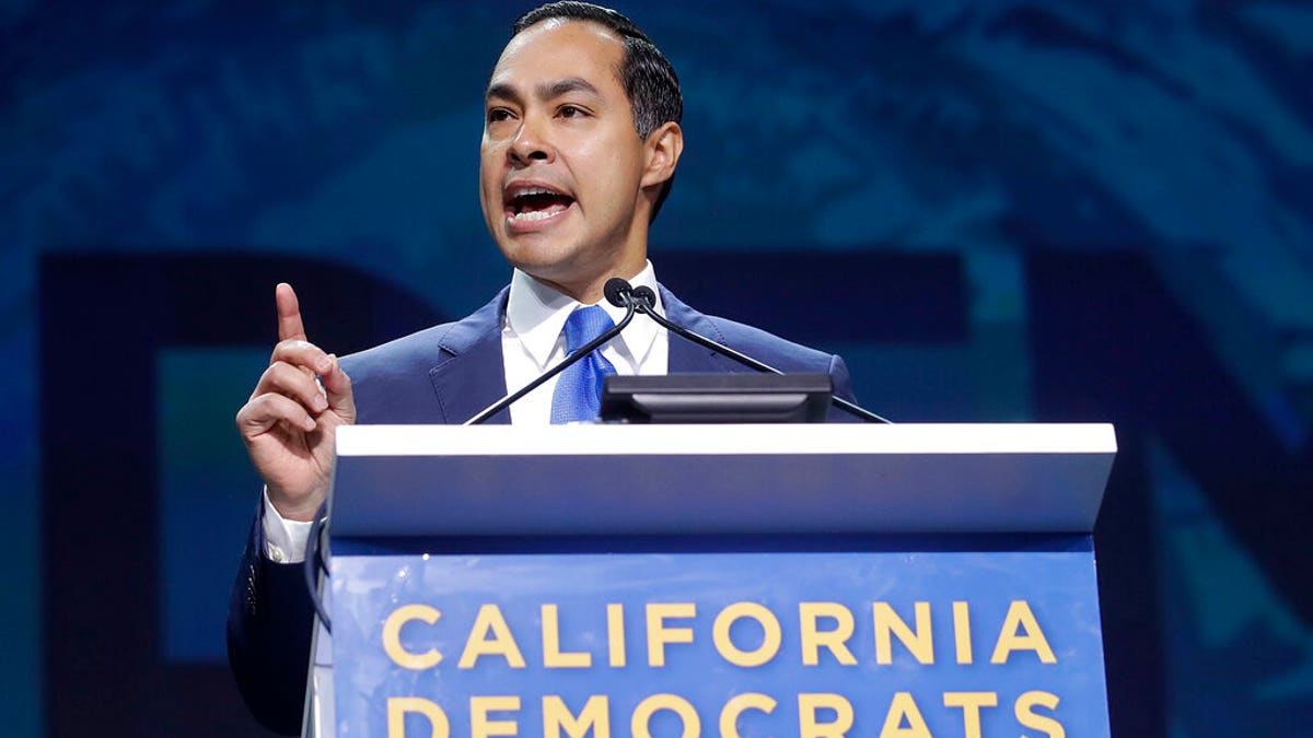 Democratic presidential candidate Julian Castro speaks during the 2019 California Democratic Party State Organizing Convention in San Francisco, Sunday, June 2, 2019. (AP Photo/Jeff Chiu)