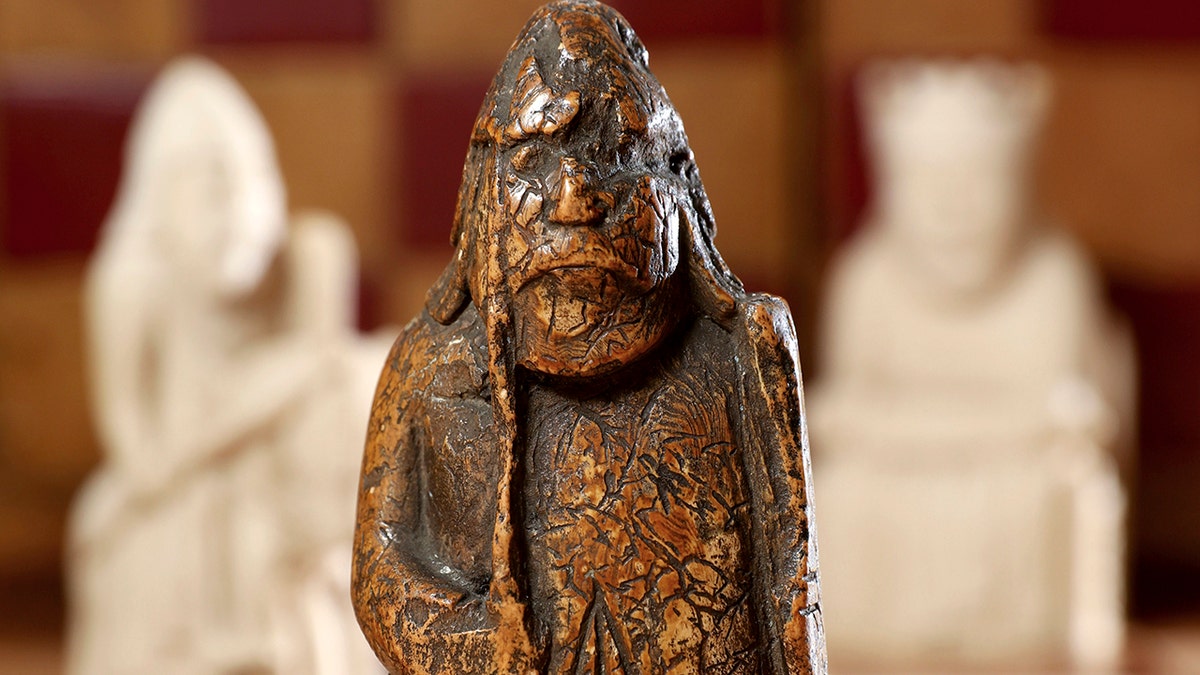File photo - This image made available by Sotheby's on Monday June 3, 2019, shows a newly discovered Lewis Chessman on display at Sotheby's in London.