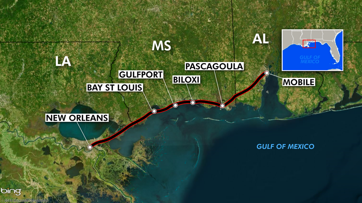 A map showing the all the stops that Amtrak's Gulf Coast line would serve. Local officials are hoping the rail line will help Gulf Coast city's benefit from New Orlean's tourism boom. (Fox News)