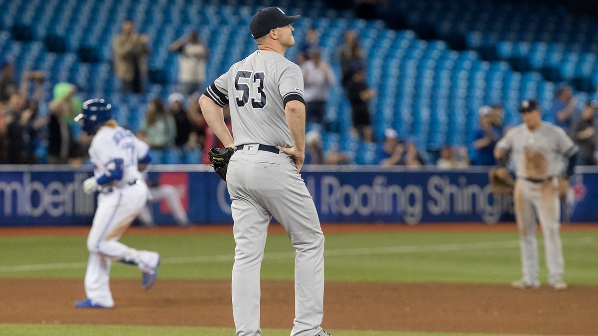 New York Yankees pitcher Zack Britton commented on the David Oritz shooting. (Fred Thornhill/The Canadian Press via AP)