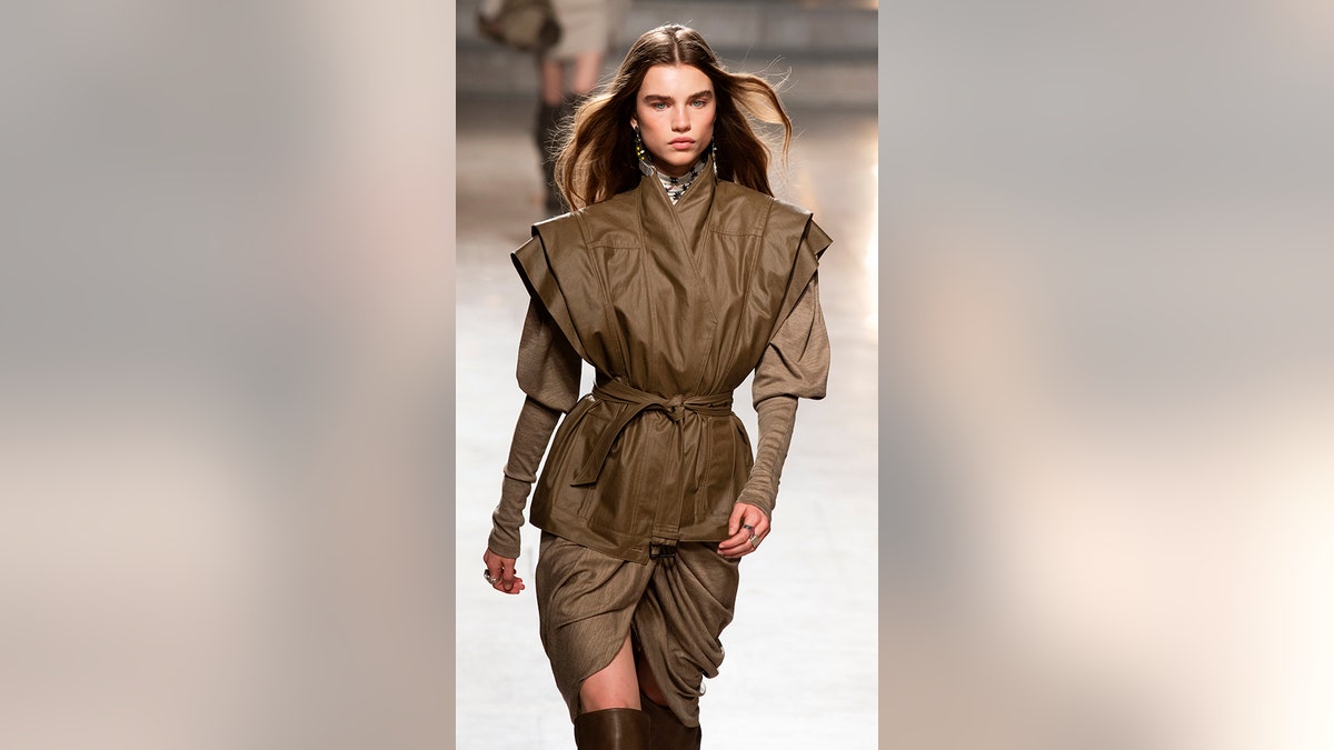 Model Meghan Roche walks the runway during the Isabel Marant show as part of Paris Fashion Week Womenswear Fall/Winter 2019/2020.