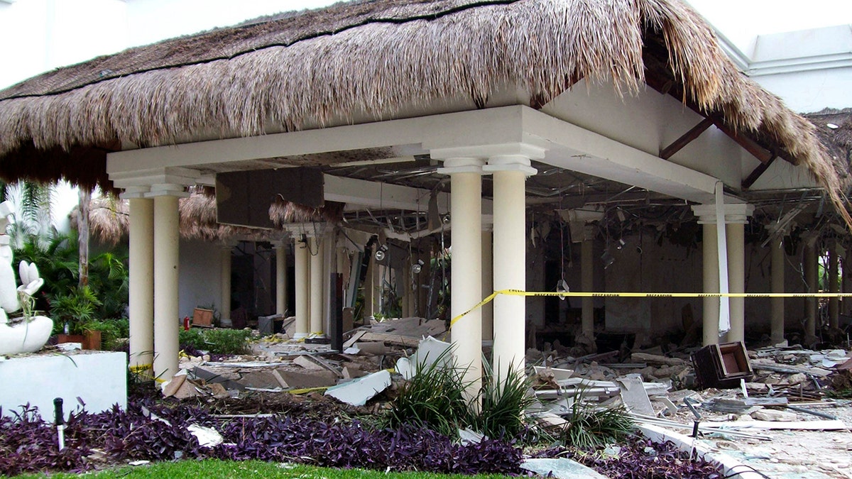 Debris are seen scattered at the Grand Riviera Princess Hotel in Playa del Carmen, Quintana Roo state, Mexico.