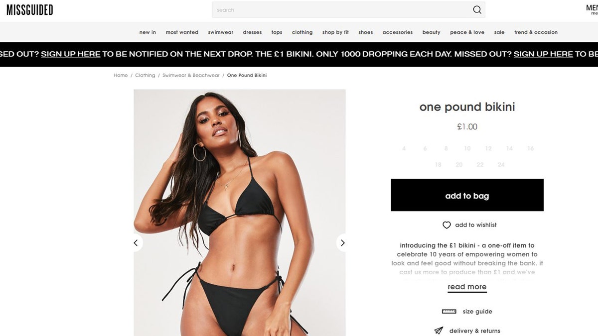 The 85-percent polyester string bikini has sold out in each size every day, with the company releasing 1,000 bikinis each day.