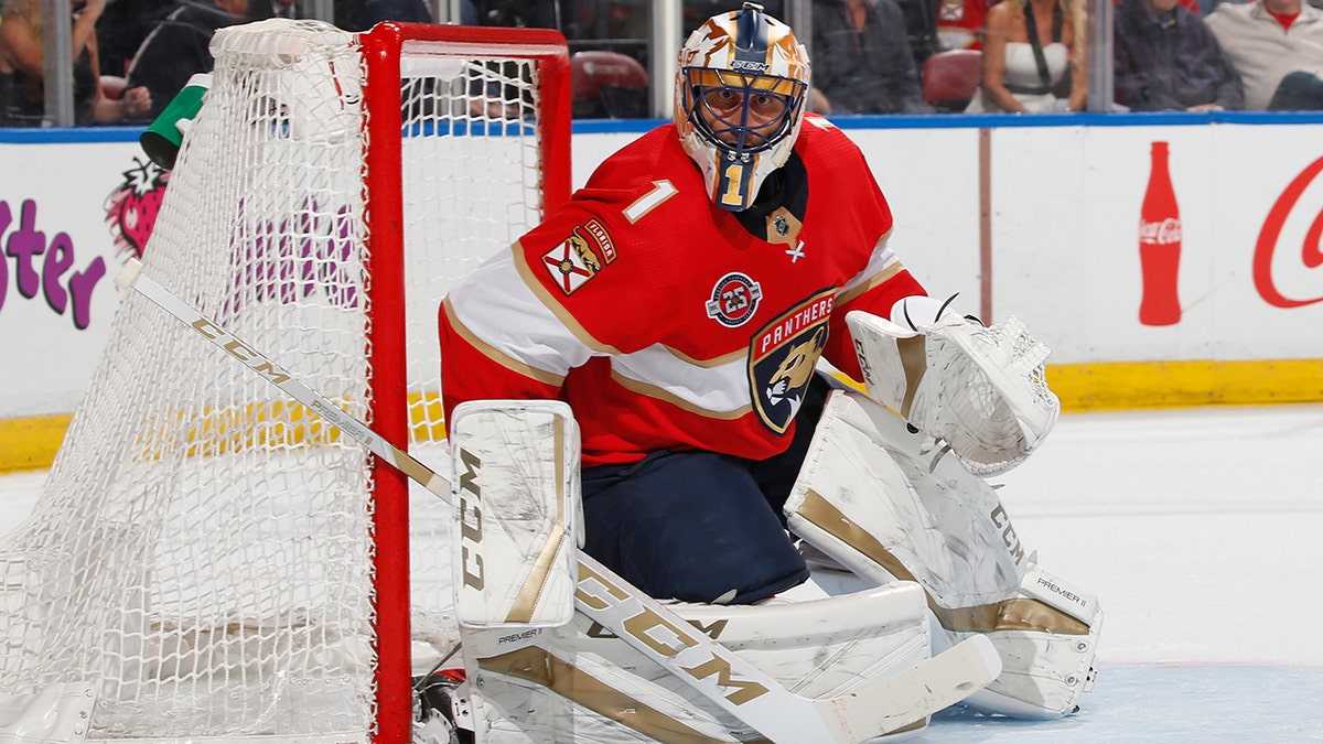 FILE - In this Feb. 23, 2019, file photo, Florida Panthers goaltender Roberto Luongo (1) defends the net against the Los Angeles Kings during the second period of an NHL hockey game in Sunrise, Fla. Florida goalie Roberto Luongo has decided to retire after 19 seasons. The 40-year-old Luongo made the announcement Wednesday, June 26, 2019, on his Twitter account.(AP Photo/Joel Auerbach, File)