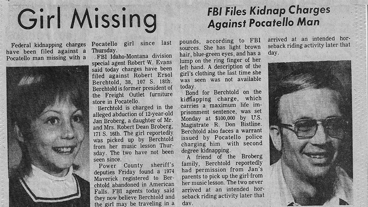 Newspaper clipping from kidnapping. — Courtesy of Jan Broberg