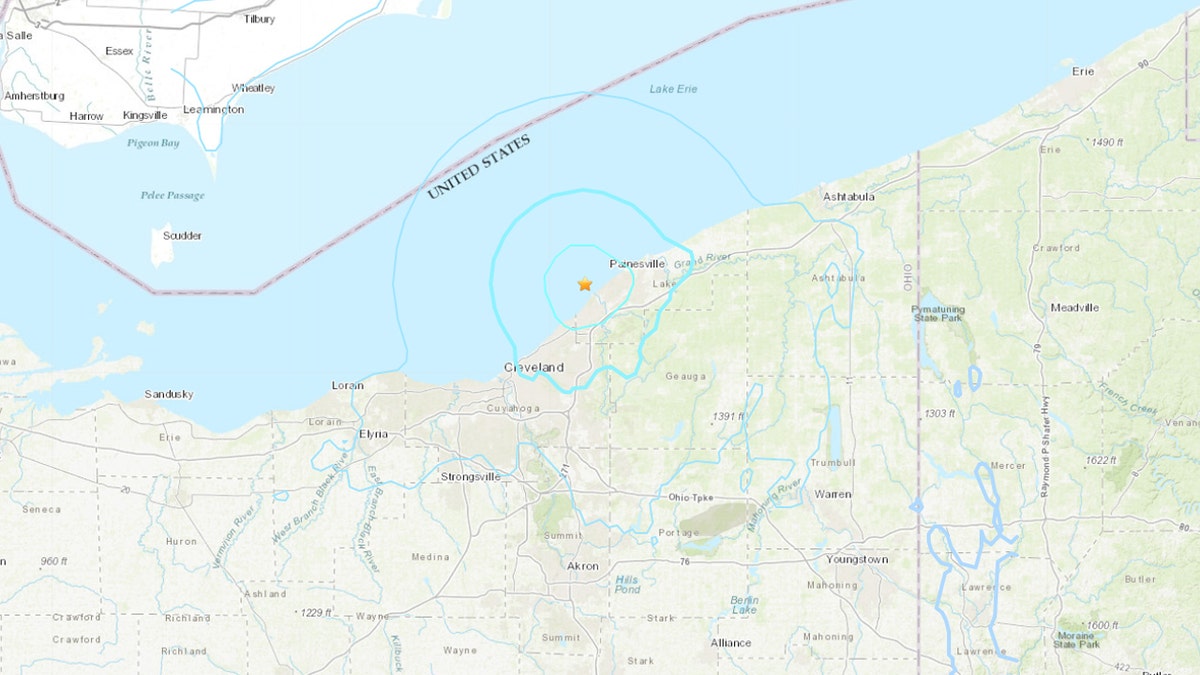 The 4.0-magnitude earthquake was reported north of Eastlake, Ohio at 10:50 a.m., according to the USGS.