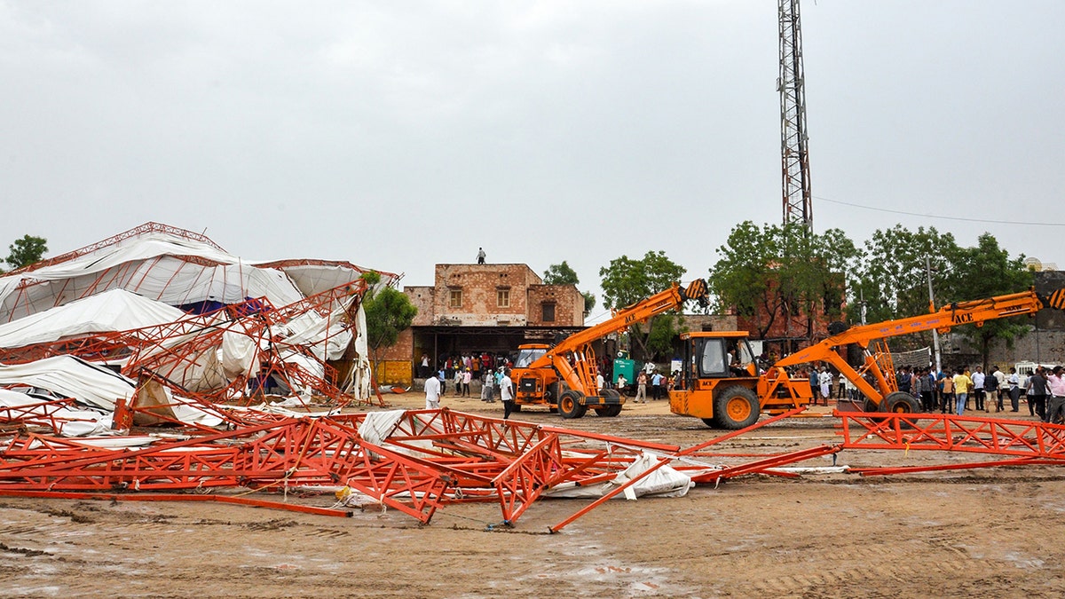 At least 14 people were killed and dozens injured at a religious gathering in northern India on June 23, after strong winds caused a large tent to collapse.