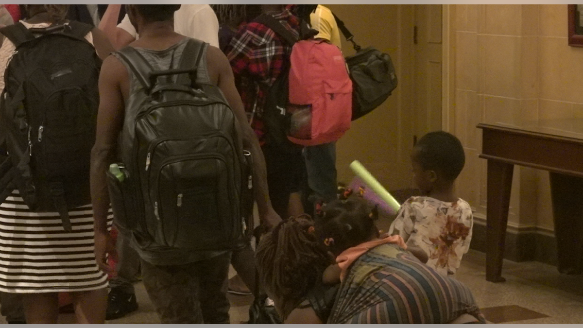 Many of the migrants stayed at Travis Park Church in downtown San Antonio before heading to different cities across the country.