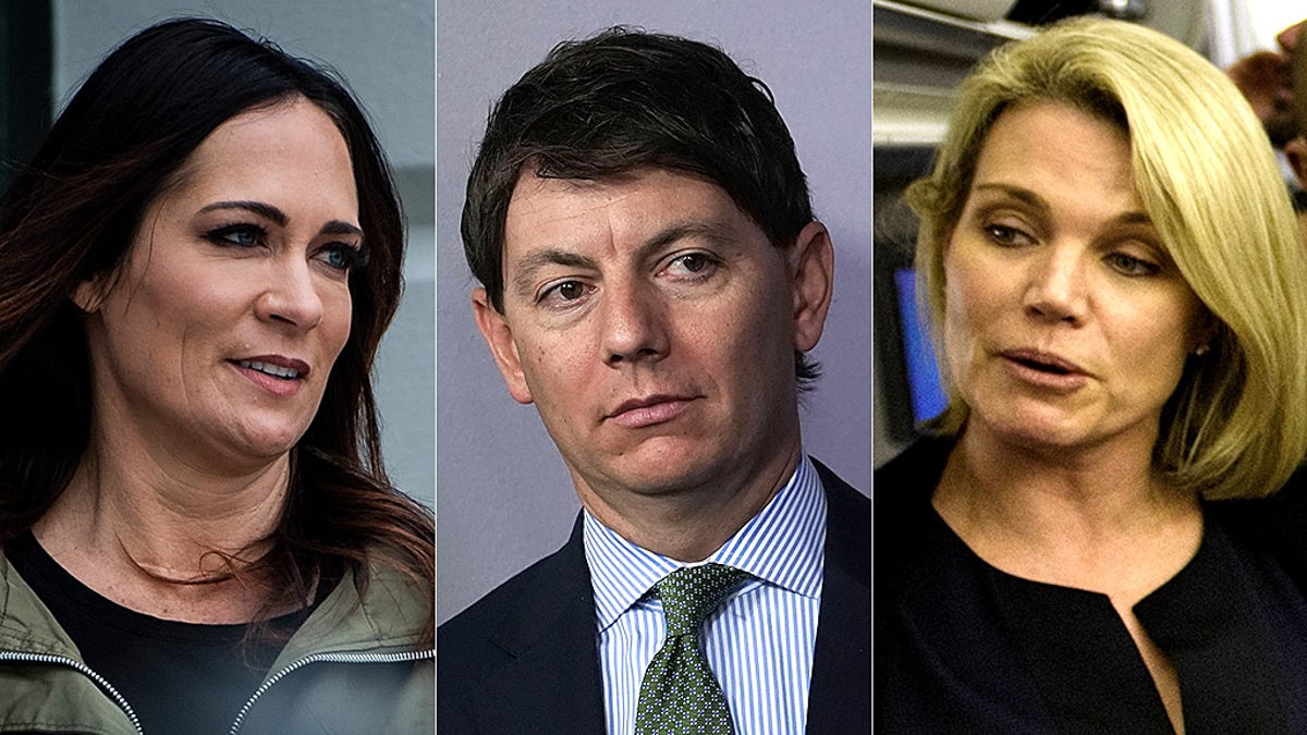 Melania Trump spokeswoman Stephanie Grisham, Deputy Press Secretary Hogan Gidley and former State Department spokesman Heather Nauert are among possible choices for White House press secretary. (Getty, Reuters).