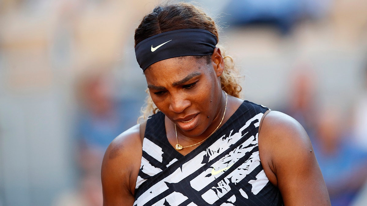 Serena Williams was bounced from the French Open on Saturday. (AP Photo/Christophe Ena )