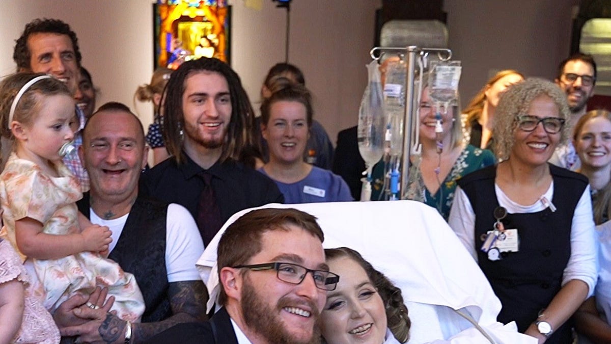 Family joined staff to watch the couple say "I do."