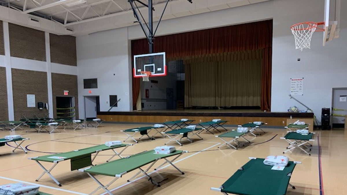 A Red Cross shelter is ready to go in North Little Rock