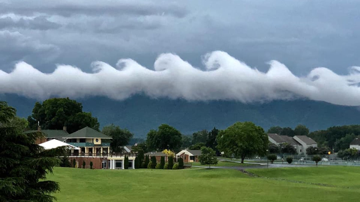 Rare wave-shaped clouds were spotted in the skies over Virginia on Tuesday near Roanoke.