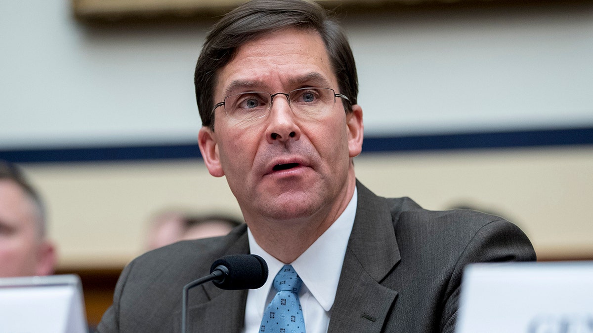 In this April 2, 2019, file photo, Secretary of the Army Mark Esper speaks during a House Armed Services Committee budget hearing on Capitol Hill in Washington. President Trump on June 18, named Esper as acting Defense Secretary. (AP Photo/Andrew Harnik)