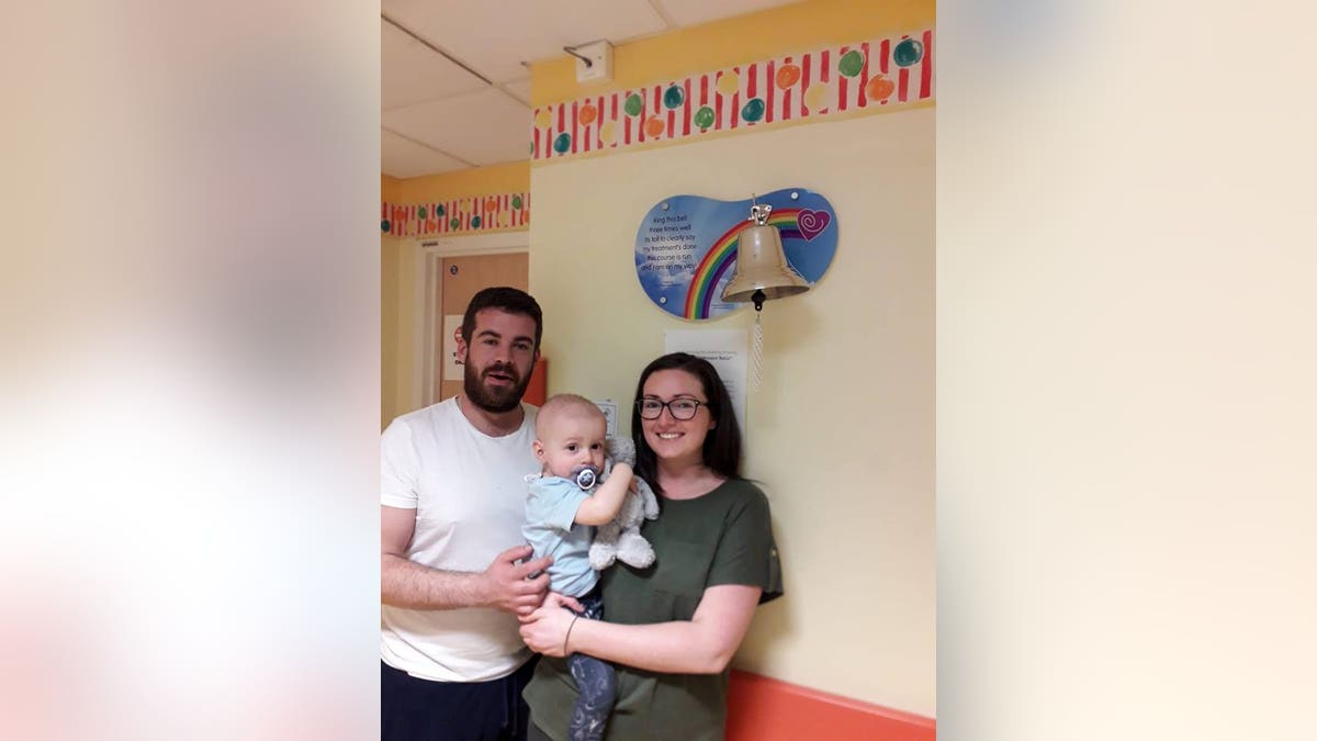 Alfie Webb, 1, was diagnosed with acute myeloid leukemia on Nov. 1, just nine days after his dad, Ollie Webb, 27, was given the all clear from his blood cancer.